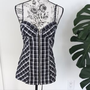 Plaid Black and White Women's Top